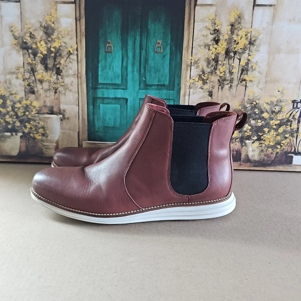 Men's size 12-Cole‎ Haan Grand.OS Pull On Brown Chelsea Dress Boots Shoes
